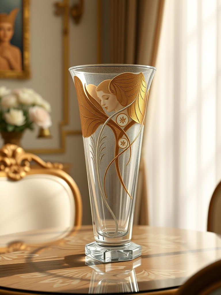 table glass vase art nouveau decorative 3dcg by Free AI Image Generator & Maker - No login required✨ | AIGAZOU