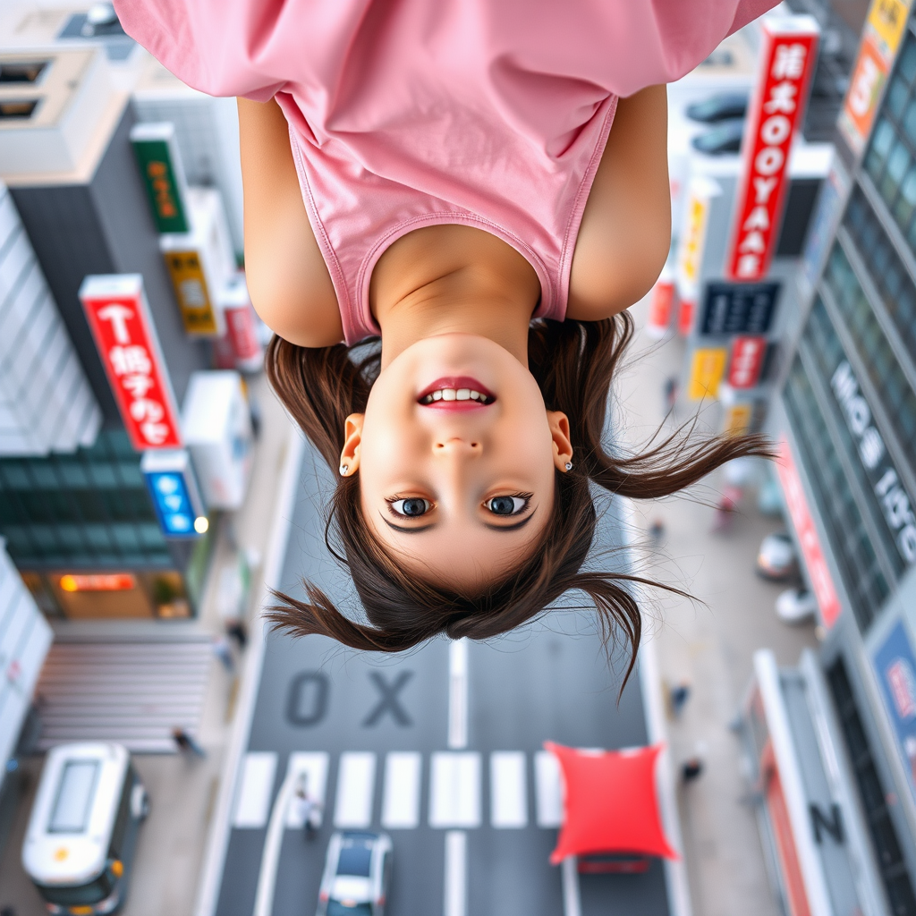 girl floating in air upside down nagoya by Free AI Image Generator & Maker - No login required✨ | AIGAZOU