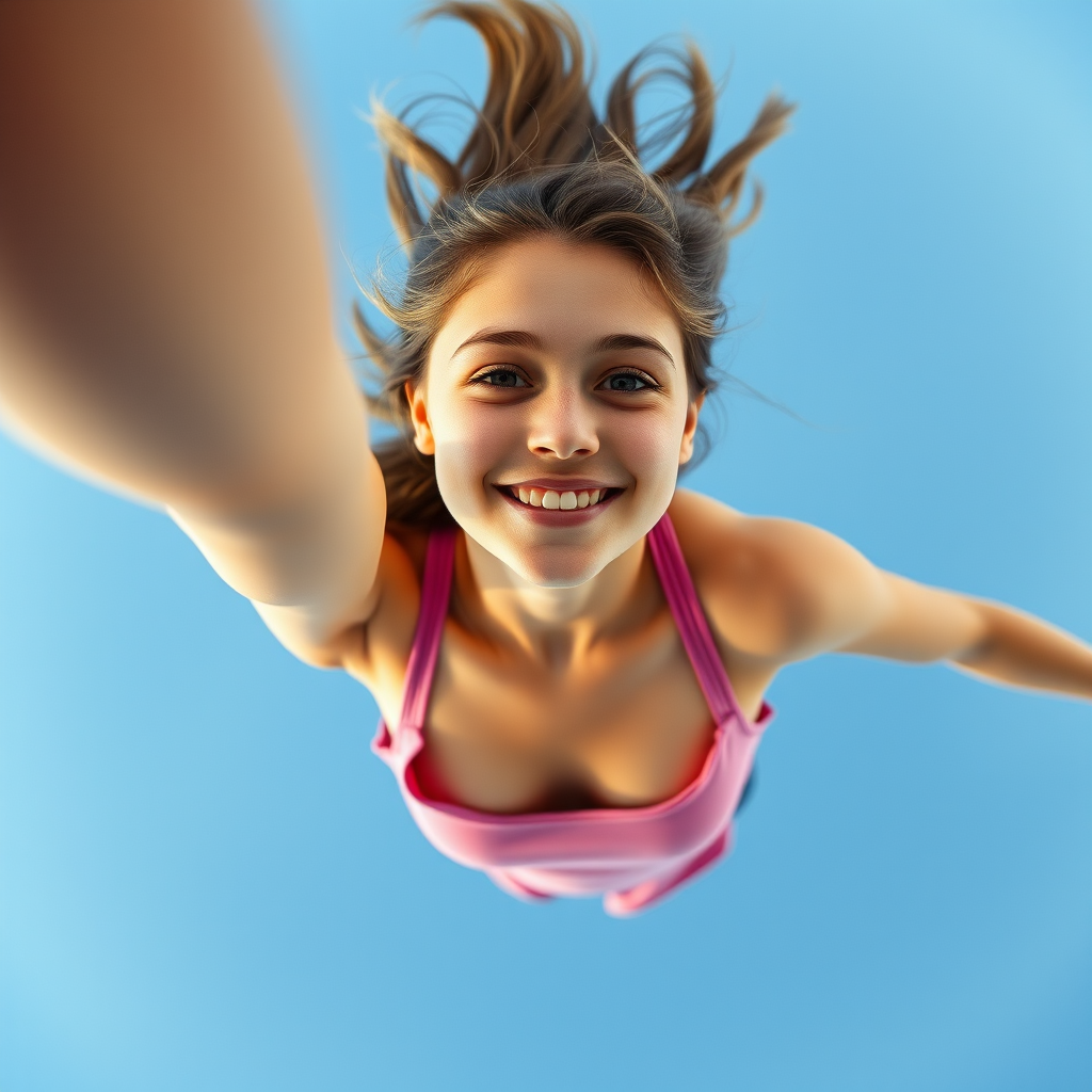floating teen girl friendly smile by Free AI Image Generator & Maker - No login required✨ | AIGAZOU