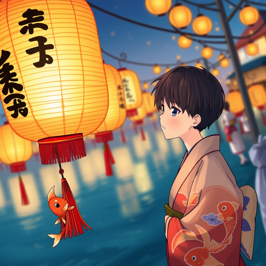 lantern yukata festival evening goldfish human by Free AI Image Generator & Maker - No login required✨ | AIGAZOU