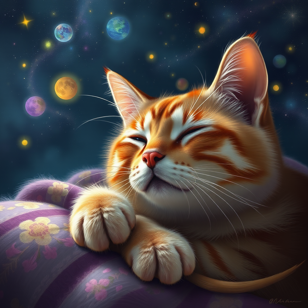 dreaming cat dream world by 免费AI图像生成工具 | AIGAZOU