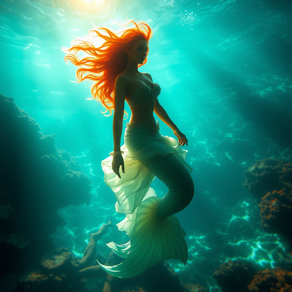mermaid sea sun light beautiful mysterious by Free AI Image Generator & Maker - No login required✨ | AIGAZOU