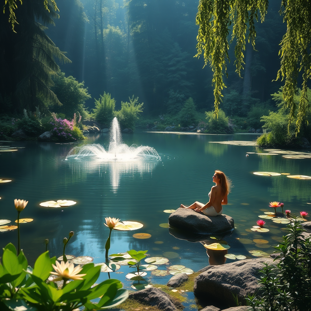 lake garden light beautiful mermaid by Free AI Image Generator & Maker - No login required✨ | AIGAZOU
