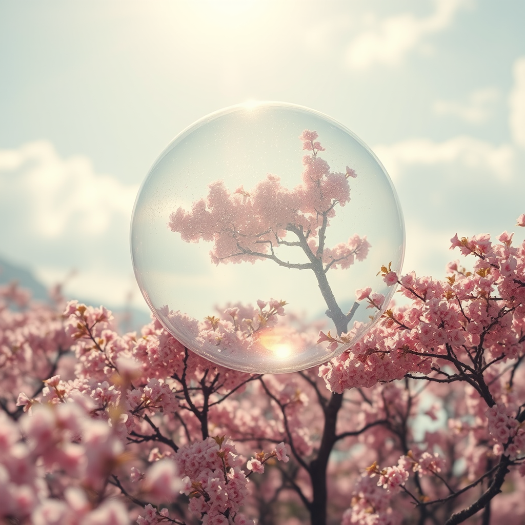 mysterious cherry blossom paradise sky light by Free AI Image Generator & Maker - No login required✨ | AIGAZOU