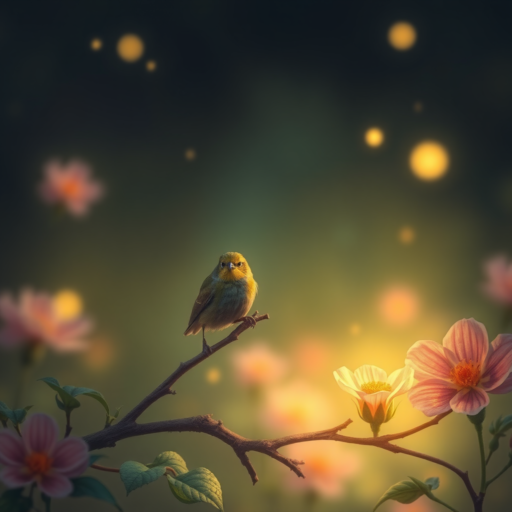 cat bird flower light mysterious by Free AI Image Generator & Maker - No login required✨ | AIGAZOU