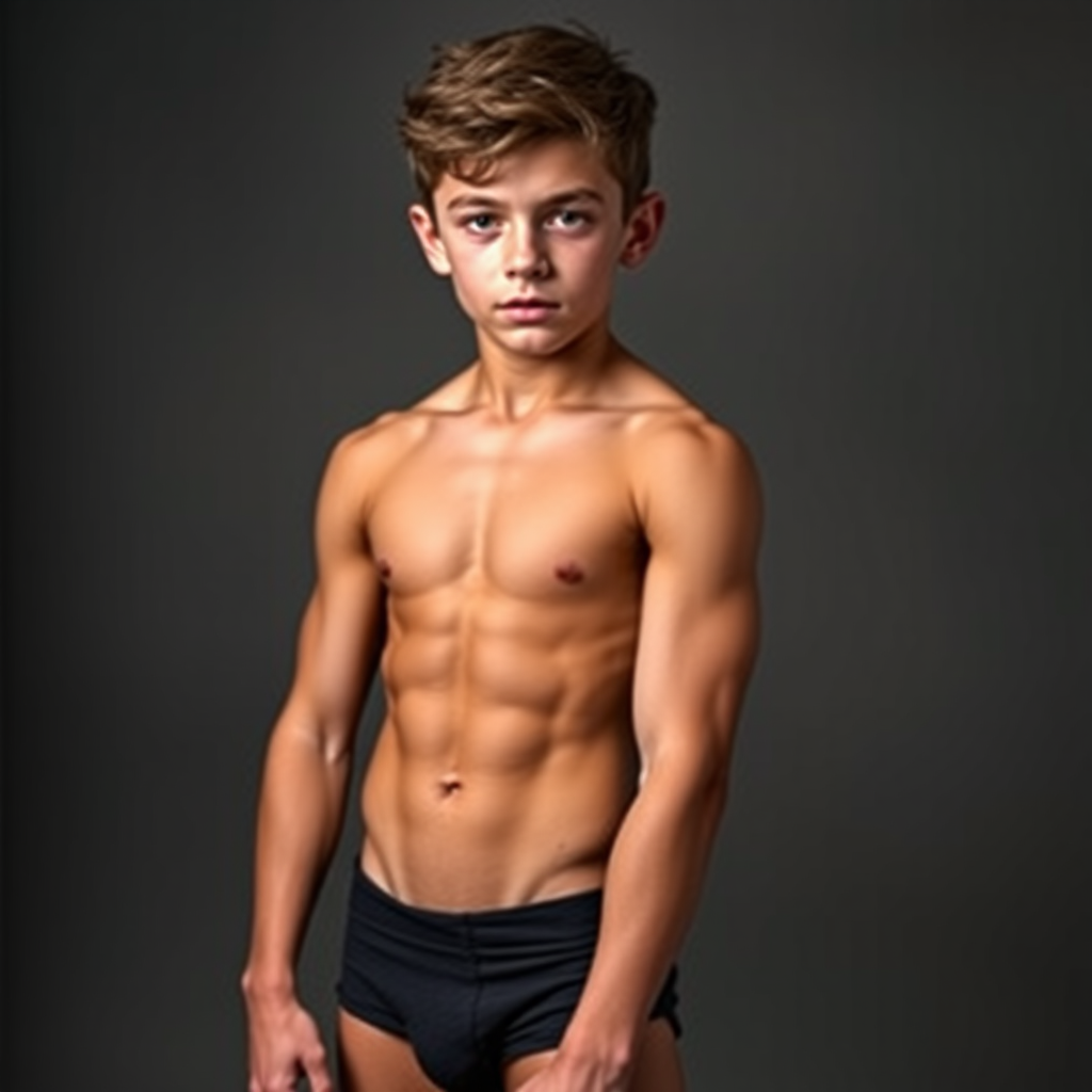 muscular 14 year old boy green eyes by Free AI Image Generator & Maker - No login required✨ | AIGAZOU
