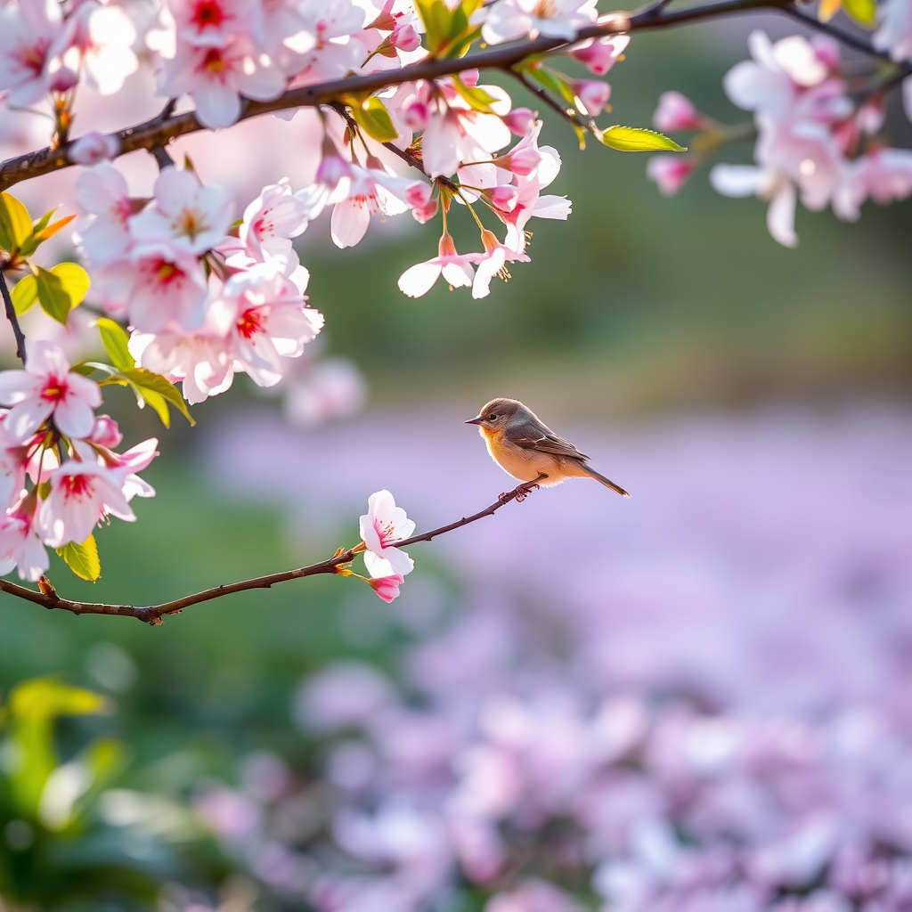 spring bird cherry blossom road by Free AI Image Generator & Maker - No login required✨ | AIGAZOU