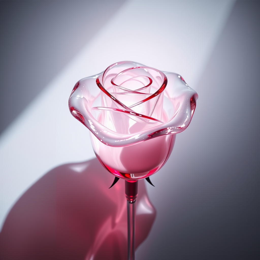 glass rose raytracing reflection shadow by Free AI Image Generator & Maker - No login required✨ | AIGAZOU