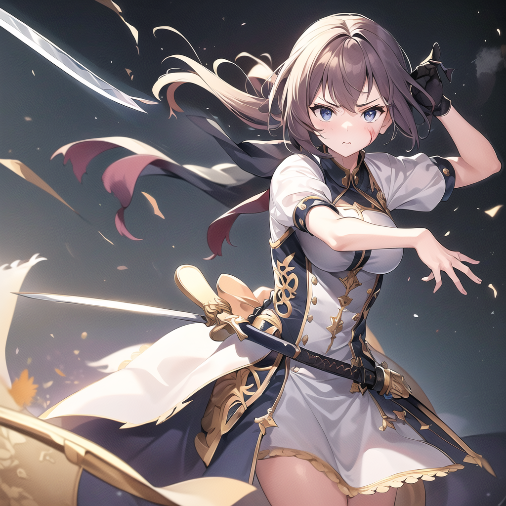 cute girl fighting with sword wounded by Free AI Image Generator & Maker - No login required✨ | AIGAZOU