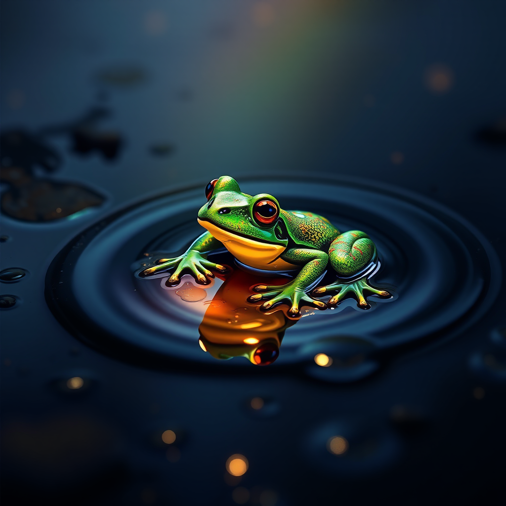puddle frog rainbow light drop by Free AI Image Generator & Maker - No login required✨ | AIGAZOU