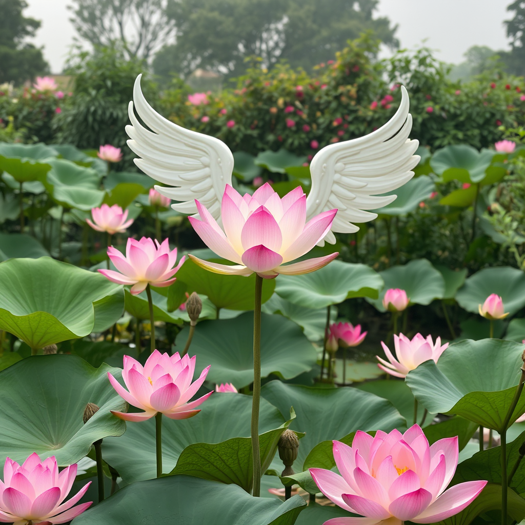 lotus mysterious angel garden by Free AI Image Generator & Maker - No login required✨ | AIGAZOU