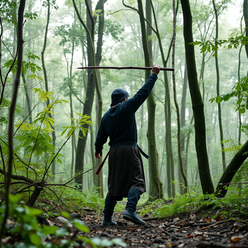 ninja standing in forest by Free AI Image Generator & Maker - No login required✨ | AIGAZOU