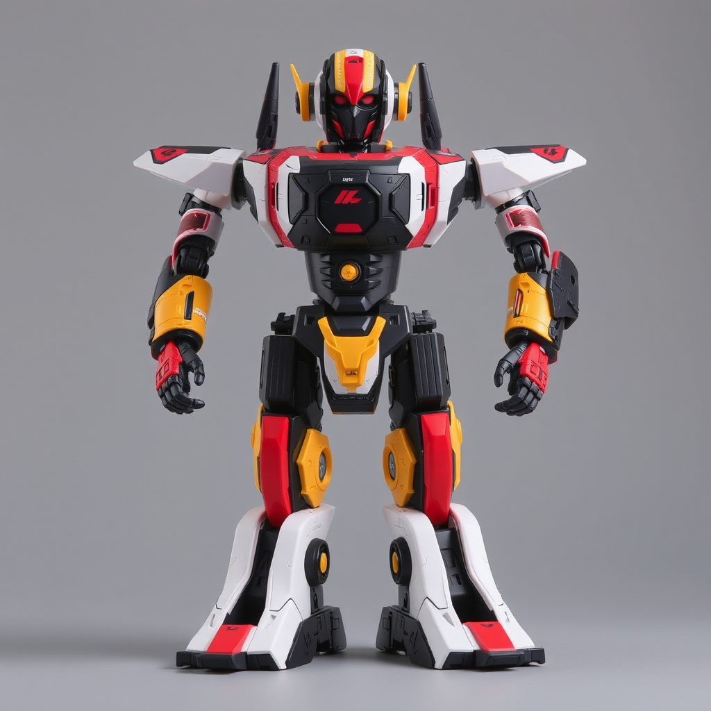 robot toy black red body orange yellow by 免费AI图像生成工具 | AIGAZOU