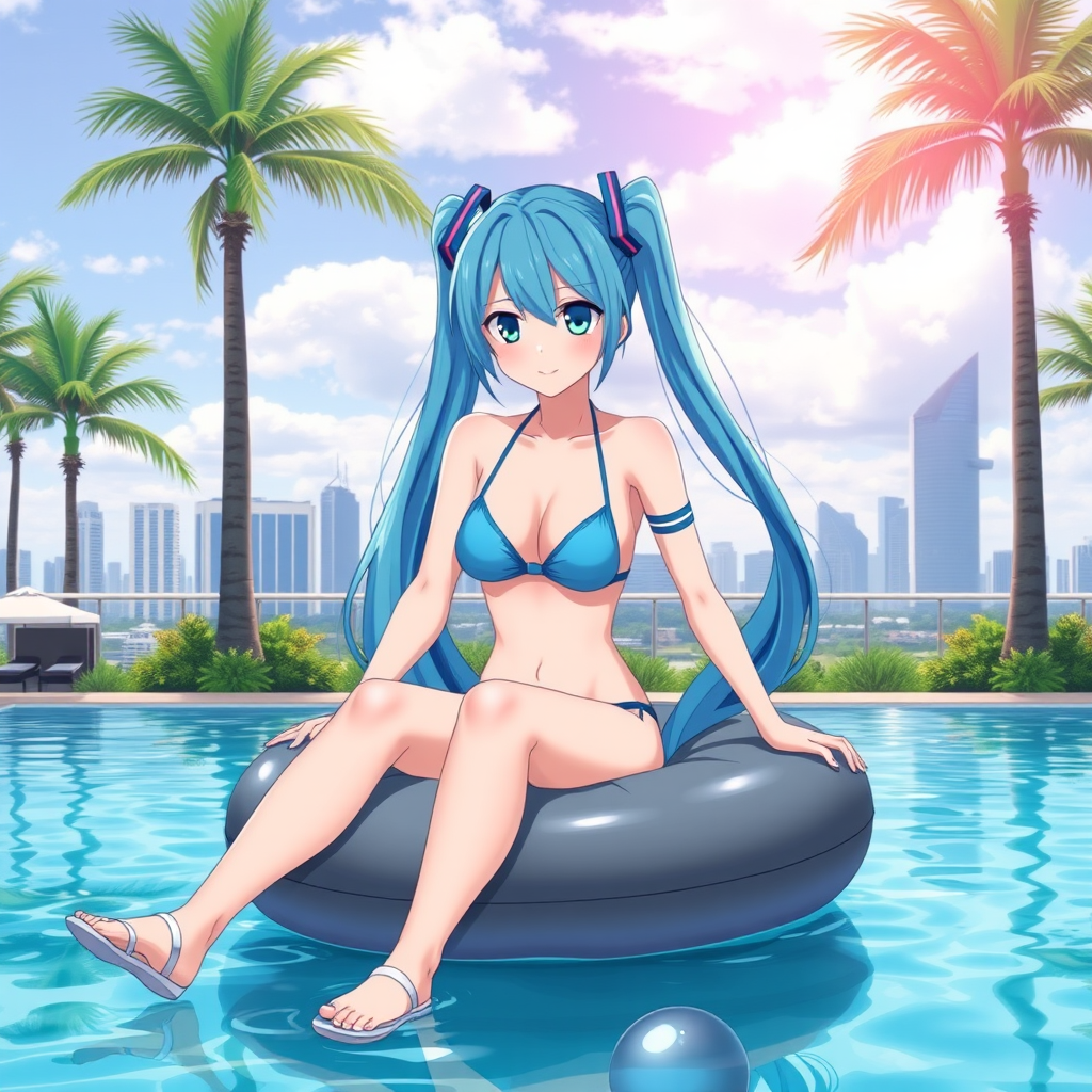 anime girl hatsune miku blue bikini by Free AI Image Generator & Maker - No login required✨ | AIGAZOU