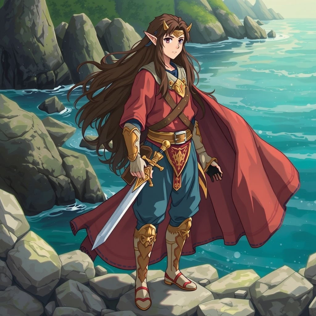 warrior blue red tunic gold horns by Free AI Image Generator & Maker - No login required✨ | AIGAZOU
