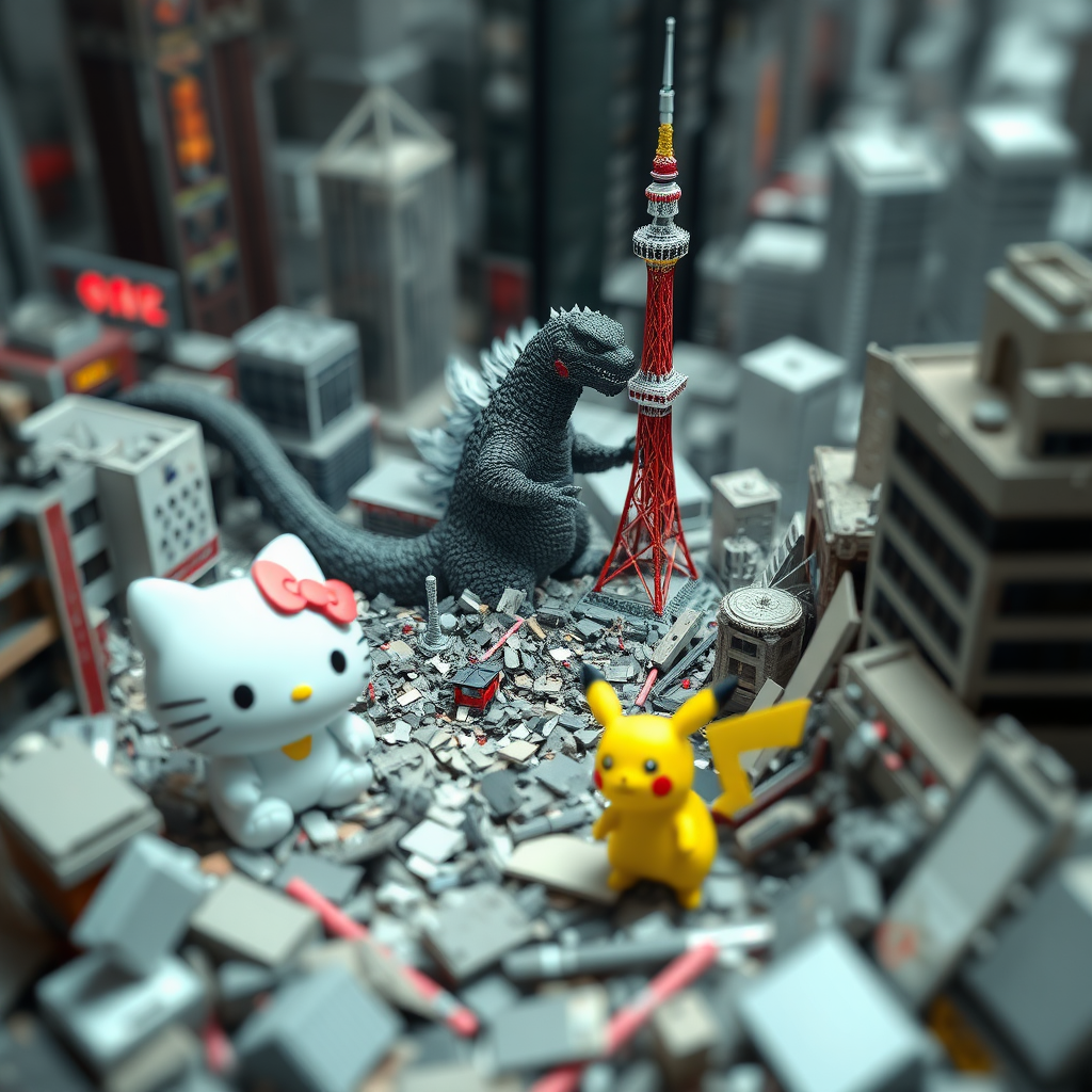 recreate tokyo tower destruction miniature diorama by Free AI Image Generator & Maker - No login required✨ | AIGAZOU