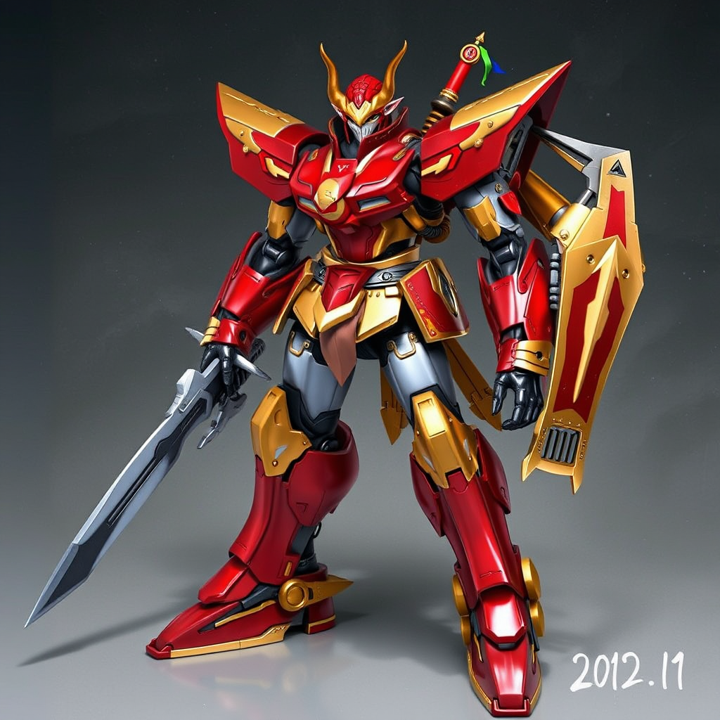 warrior blue red tunic gold horns by Free AI Image Generator & Maker - No login required✨ | AIGAZOU