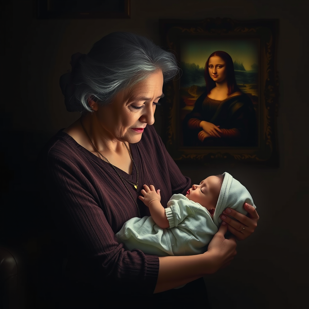 grandmother cradling baby at night by Generatore di immagini AI gratuito - Nessuna registrazione richiesta✨ | AIGAZOU
