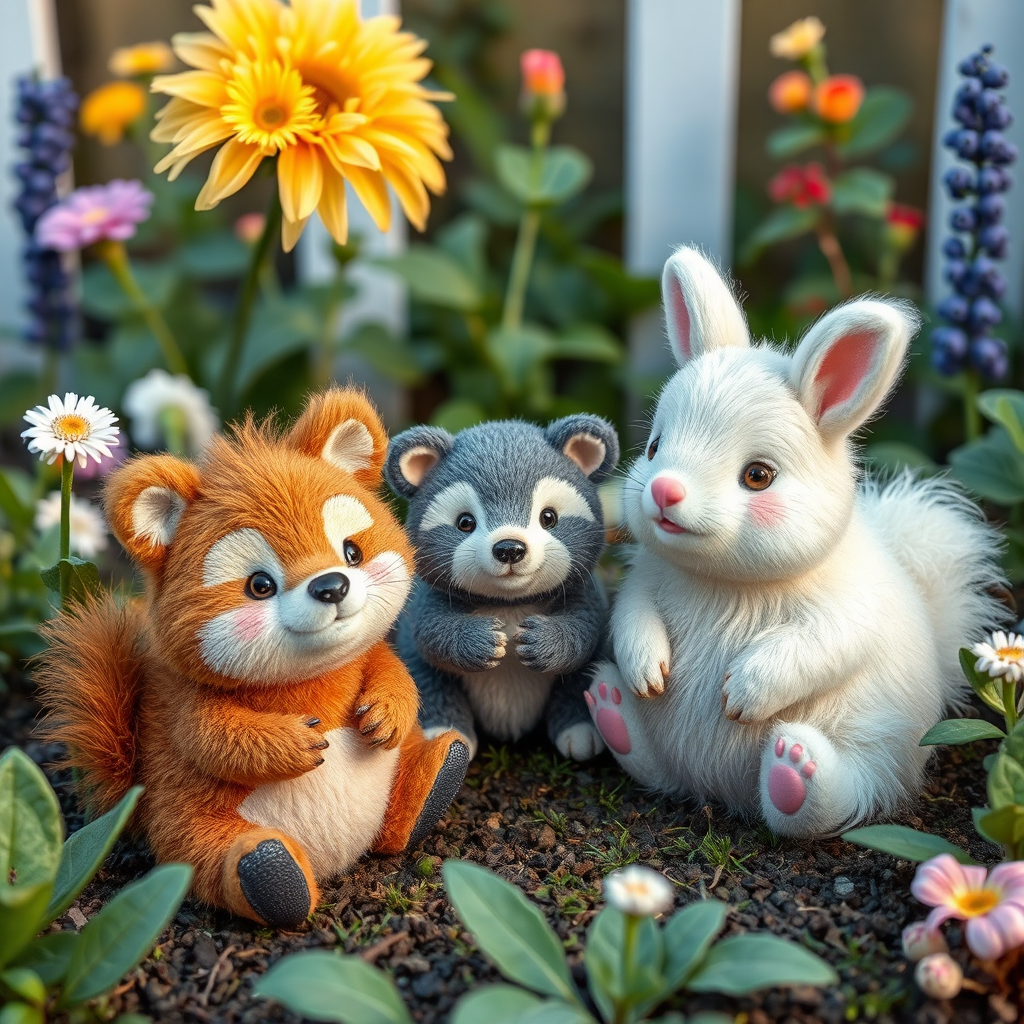 cute furry animals in garden by Free AI Image Generator & Maker - No login required✨ | AIGAZOU