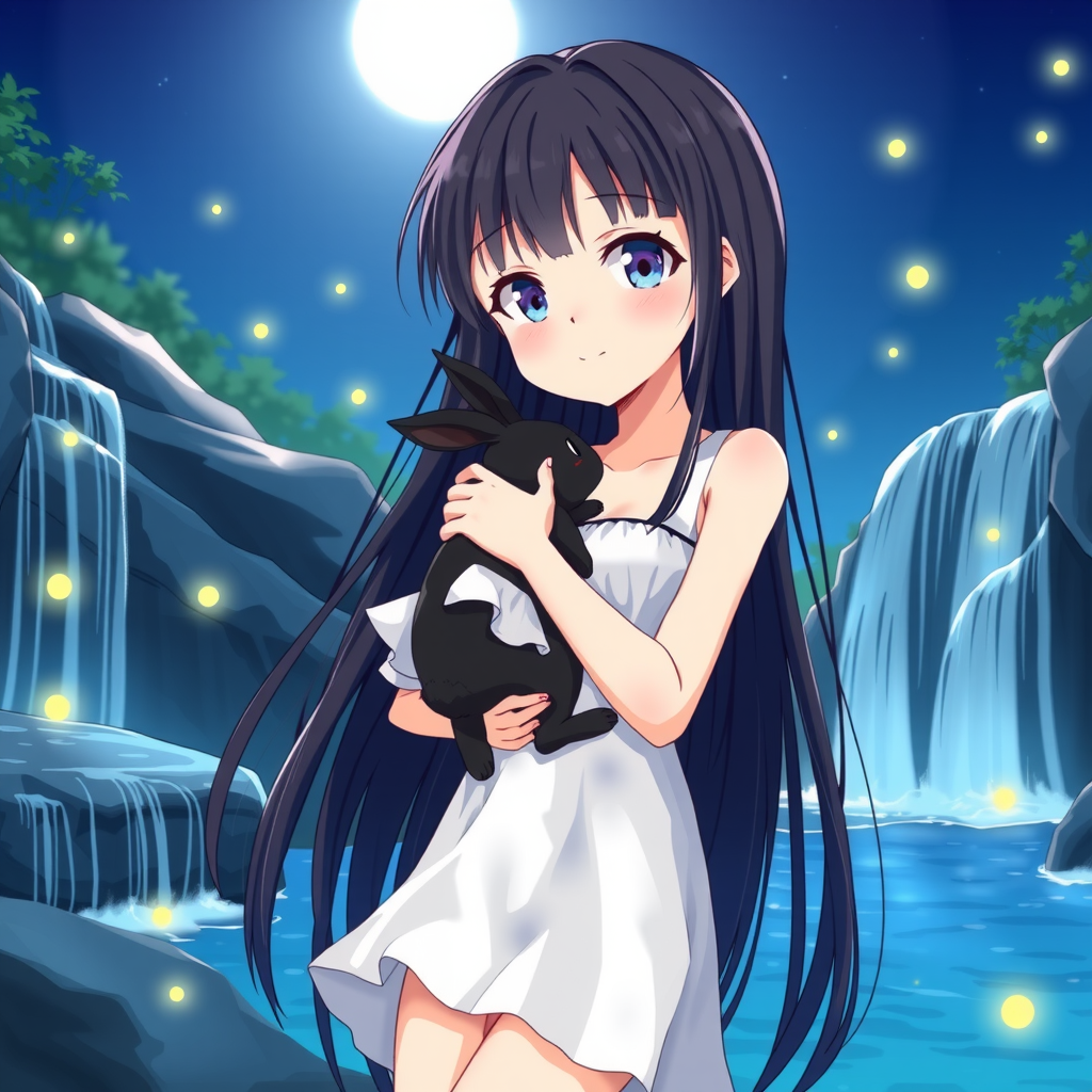 anime girl black hair heterochromatic eyes summer dress by Free AI Image Generator & Maker - No login required✨ | AIGAZOU