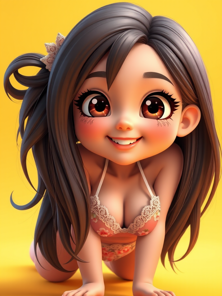 yellow gradient beautiful woman floral bikini by Free AI Image Generator & Maker - No login required✨ | AIGAZOU