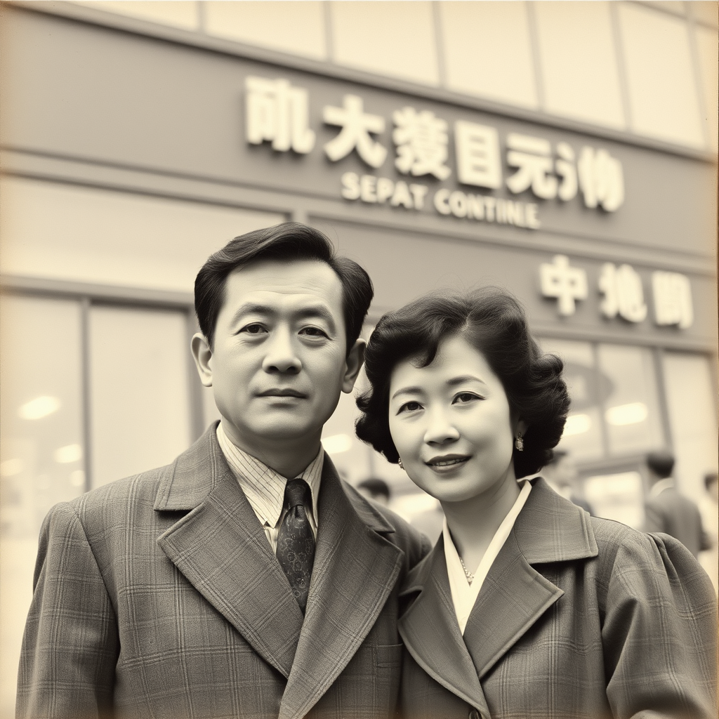 department store showa couple japanese bw old photo by Free AI Image Generator & Maker - No login required✨ | AIGAZOU