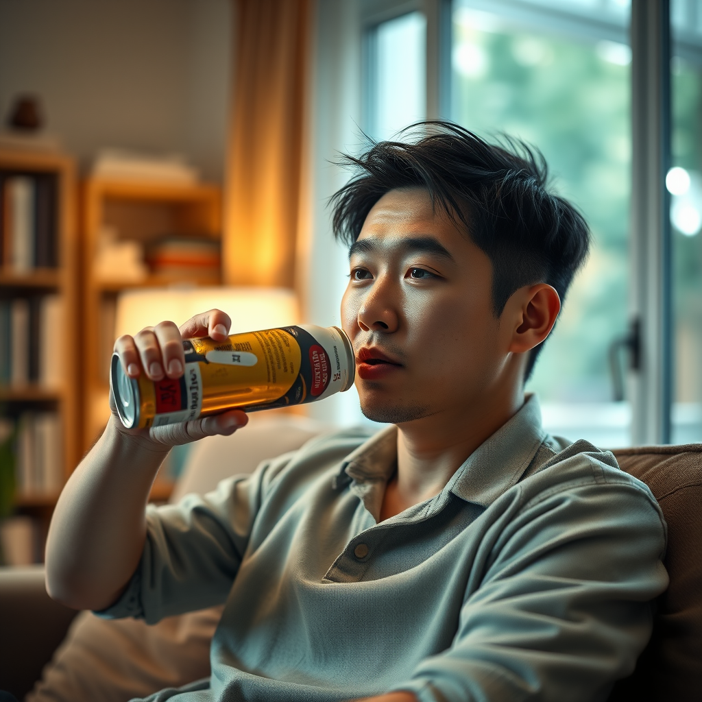 photorealistic portrait japanese man drinking beer by Free AI Image Generator & Maker - No login required✨ | AIGAZOU