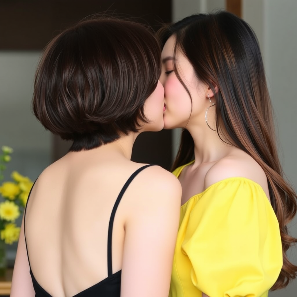 lesbian couple yejin eunhee kissing by Free AI Image Generator & Maker - No login required✨ | AIGAZOU