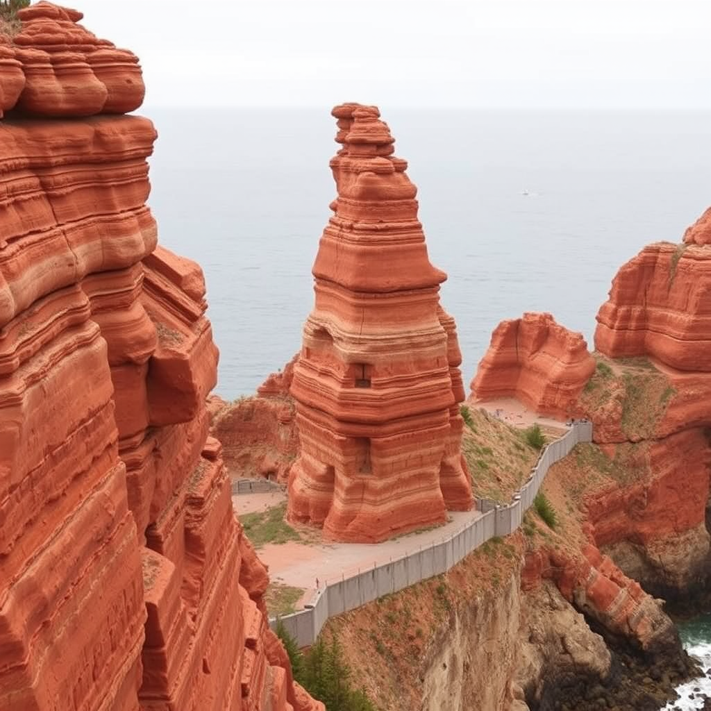red sandstone cliffs coastal landscape by Free AI Image Generator & Maker - No login required✨ | AIGAZOU