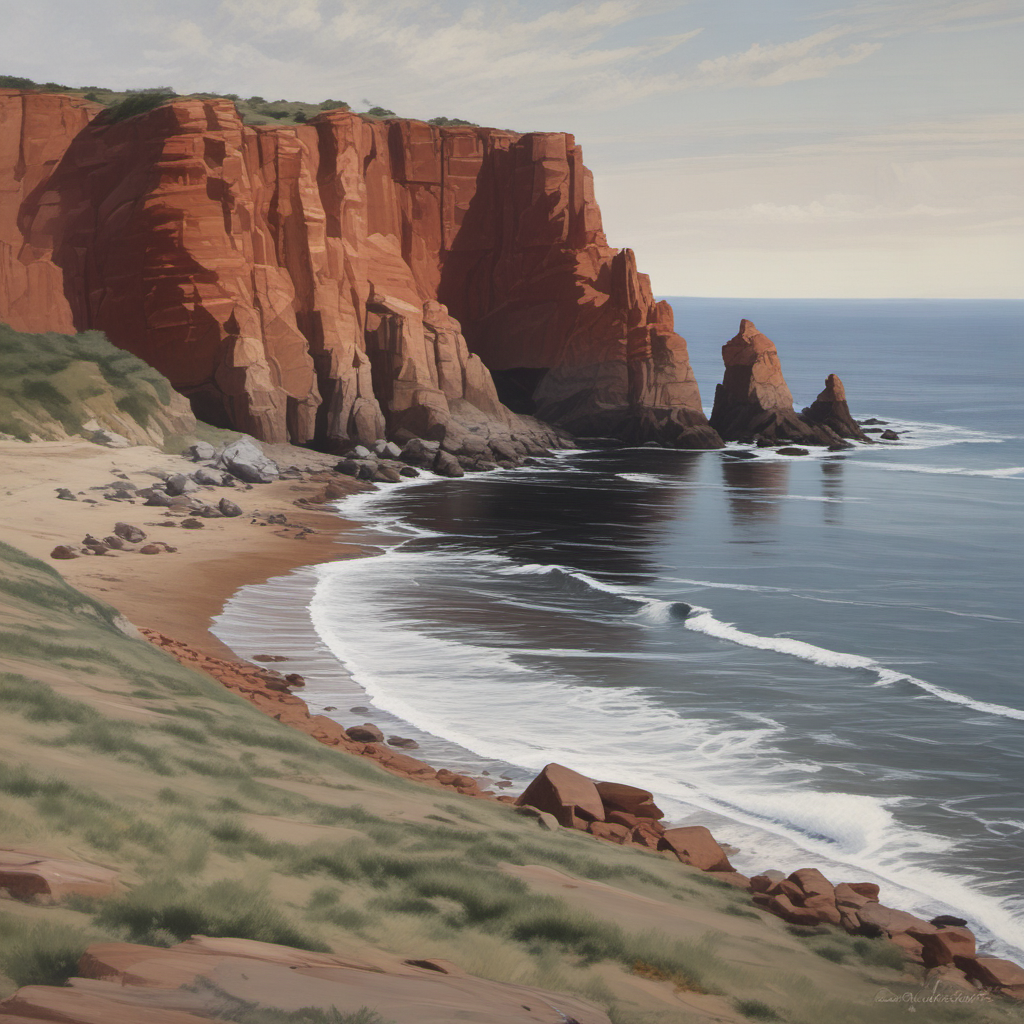 red sandstone cliffs coastal landscape by Free AI Image Generator & Maker - No login required✨ | AIGAZOU