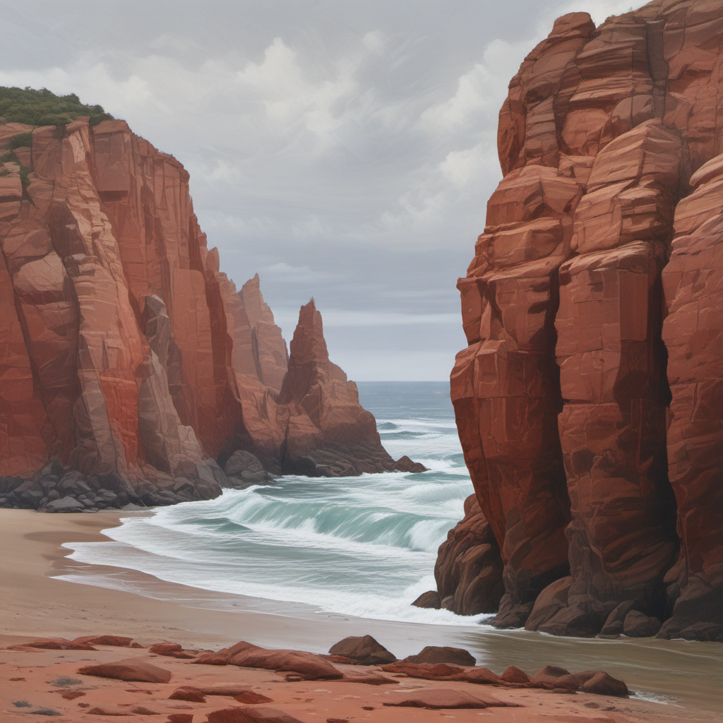 red sandstone cliffs coastal landscape by Free AI Image Generator & Maker - No login required✨ | AIGAZOU