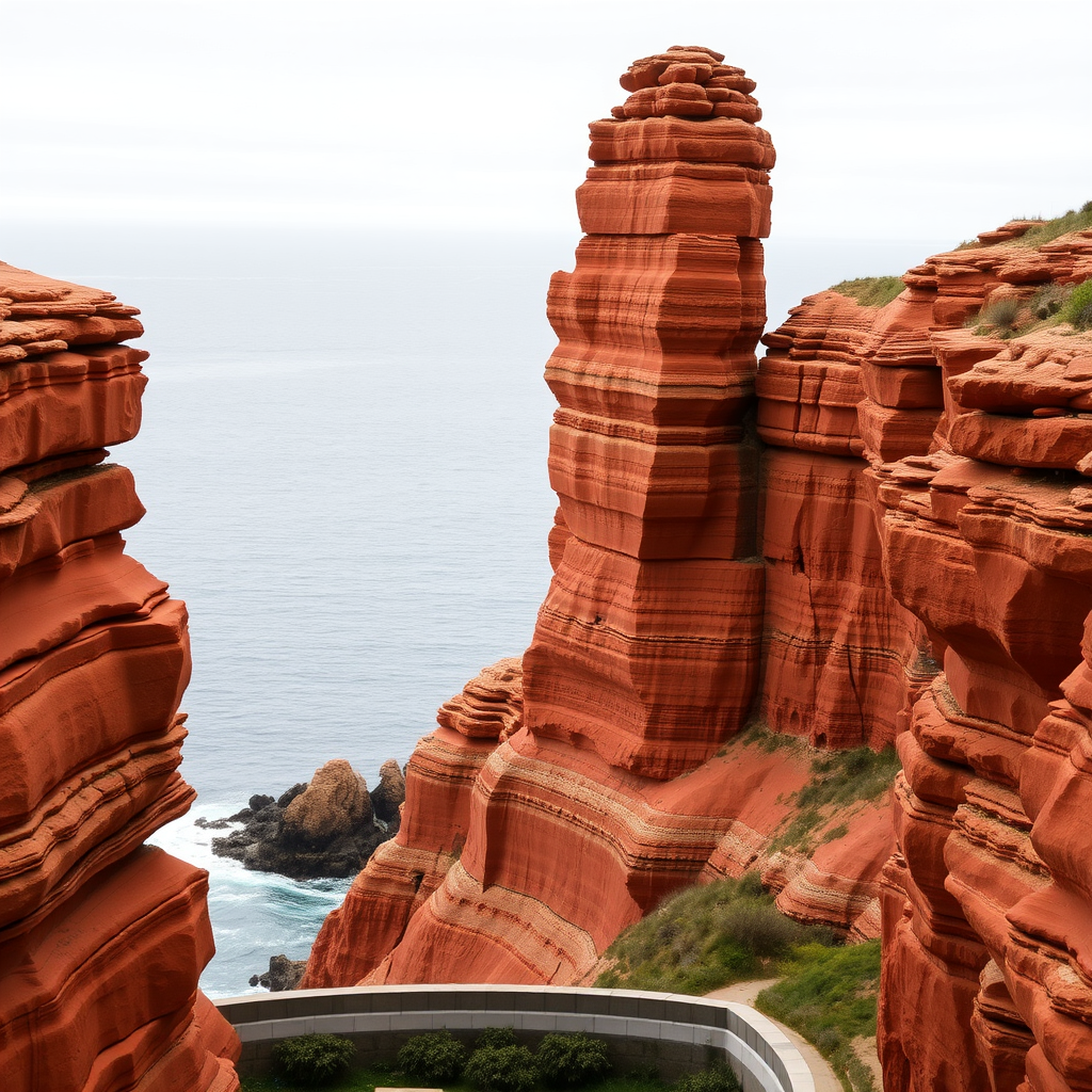 red sandstone cliffs coastal landscape by Free AI Image Generator & Maker - No login required✨ | AIGAZOU