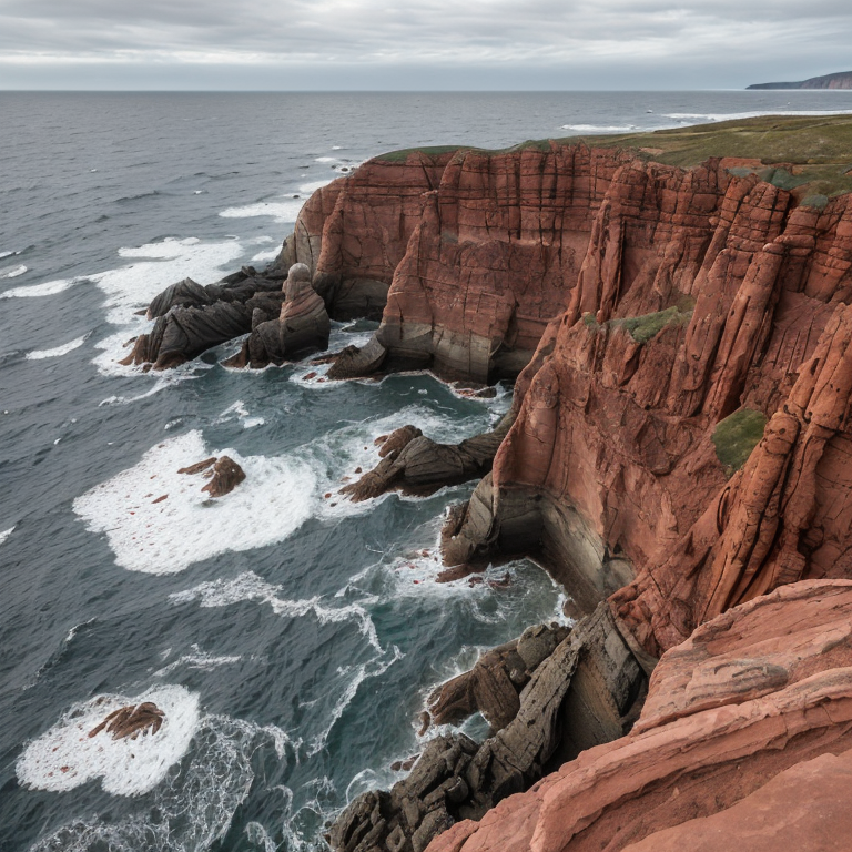 red sandstone cliffs coastal landscape by Free AI Image Generator & Maker - No login required✨ | AIGAZOU