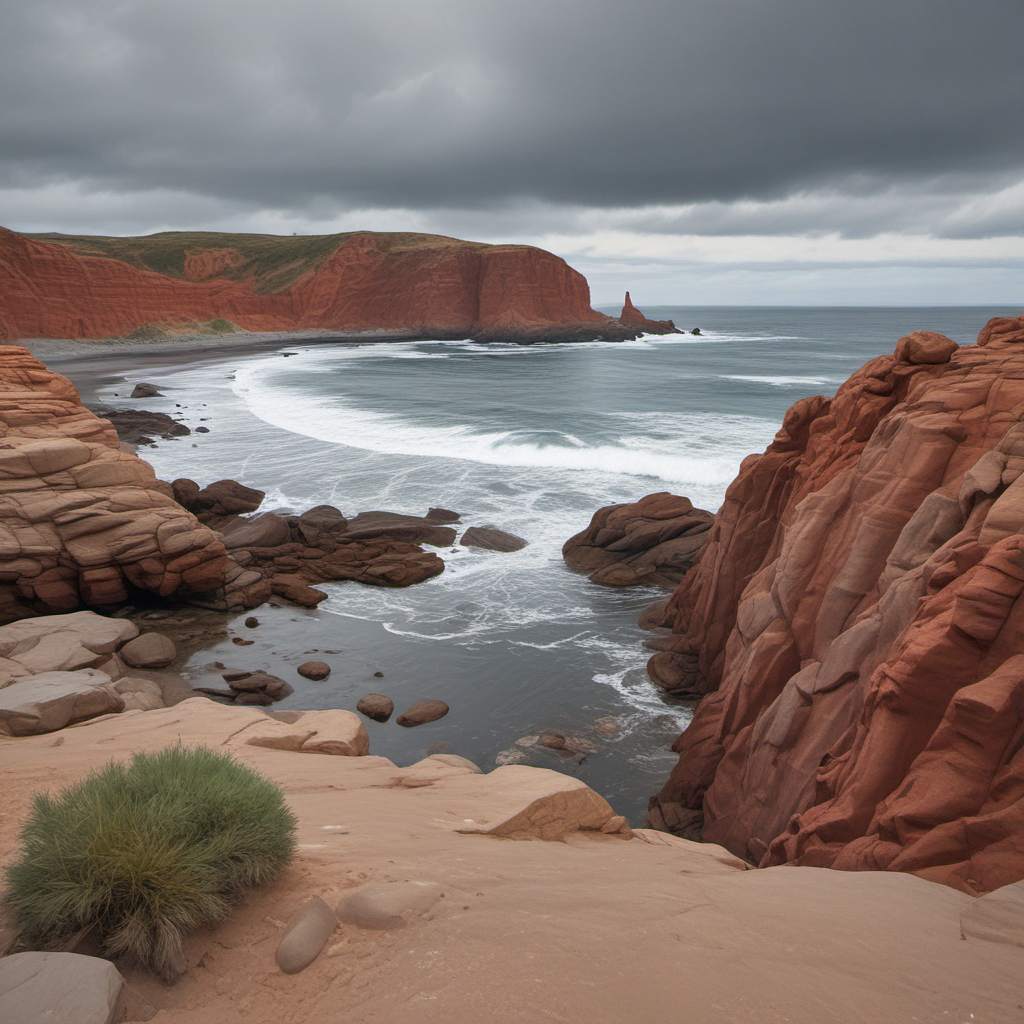 red sandstone cliffs coastal landscape by Free AI Image Generator & Maker - No login required✨ | AIGAZOU