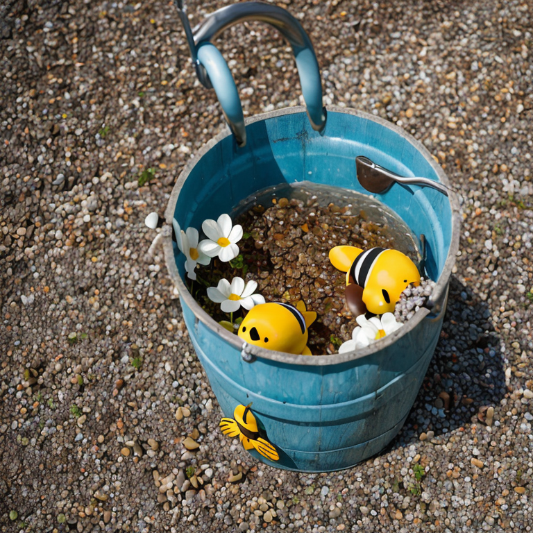 cartoon bee in wooden bucket by Free AI Image Generator & Maker - No login required✨ | AIGAZOU
