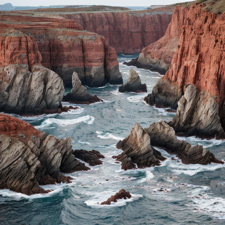 red sandstone cliffs coastal landscape by Free AI Image Generator & Maker - No login required✨ | AIGAZOU