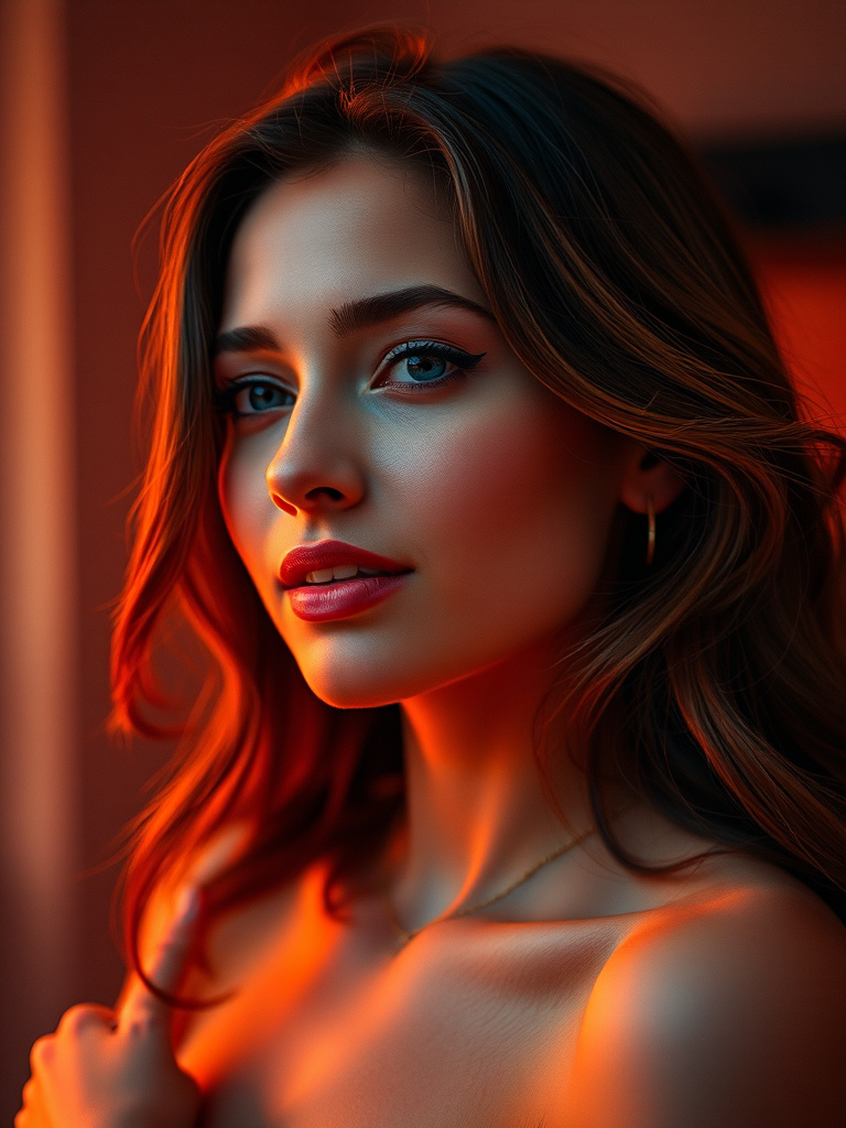 beautiful girl glowing rim light orange by Free AI Image Generator & Maker - No login required✨ | AIGAZOU