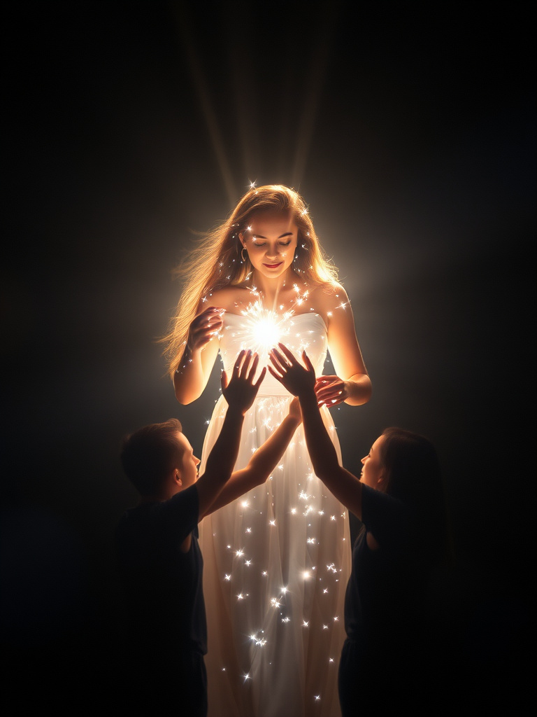 light shapes like a beautiful woman by Free AI Image Generator & Maker - No login required✨ | AIGAZOU