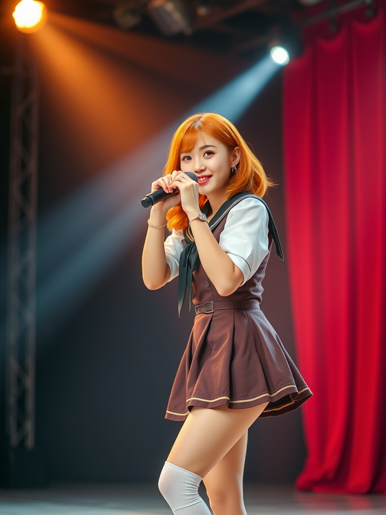 stage beauty orange hair student outfit by Free AI Image Generator & Maker - No login required✨ | AIGAZOU
