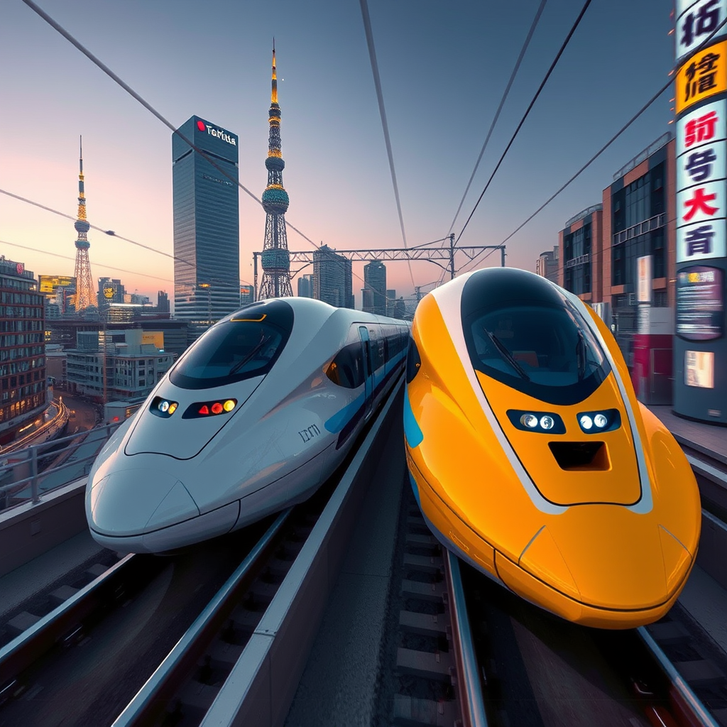 futuristic shinkansen trains tokyo night by Free AI Image Generator & Maker - No login required✨ | AIGAZOU