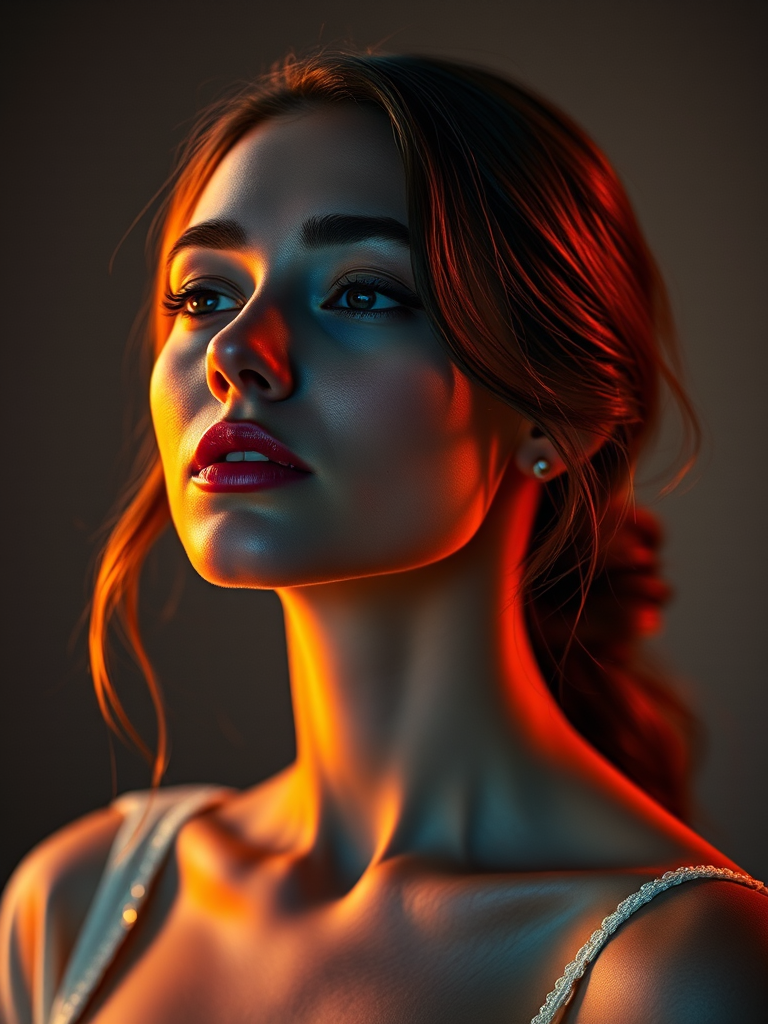 a beautiful girl glowing orange rim light by Free AI Image Generator & Maker - No login required✨ | AIGAZOU
