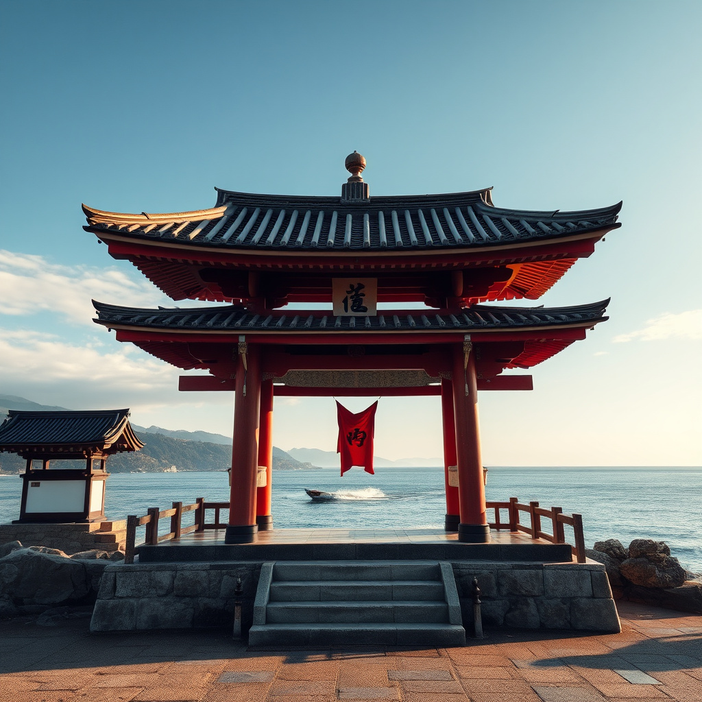 japanese shrine by sea by Free AI Image Generator & Maker - No login required✨ | AIGAZOU