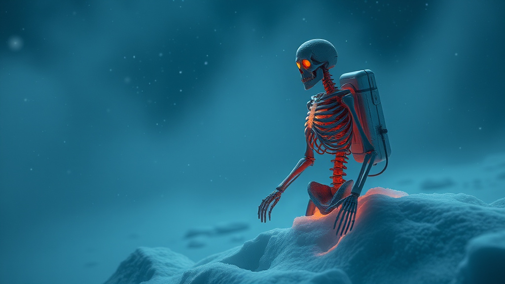 skeleton ice cold snow deeper dark by Free AI Image Generator & Maker - No login required✨ | AIGAZOU