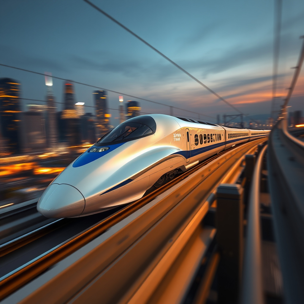 photorealistic futuristic shinkansen bullet train by Free AI Image Generator & Maker - No login required✨ | AIGAZOU