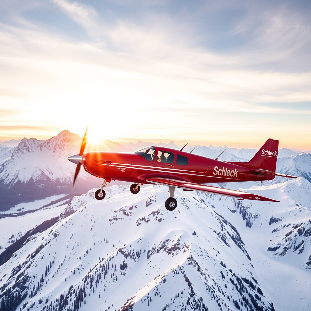 red propeller plane schleck snowy mountain peaks by Free AI Image Generator & Maker - No login required✨ | AIGAZOU