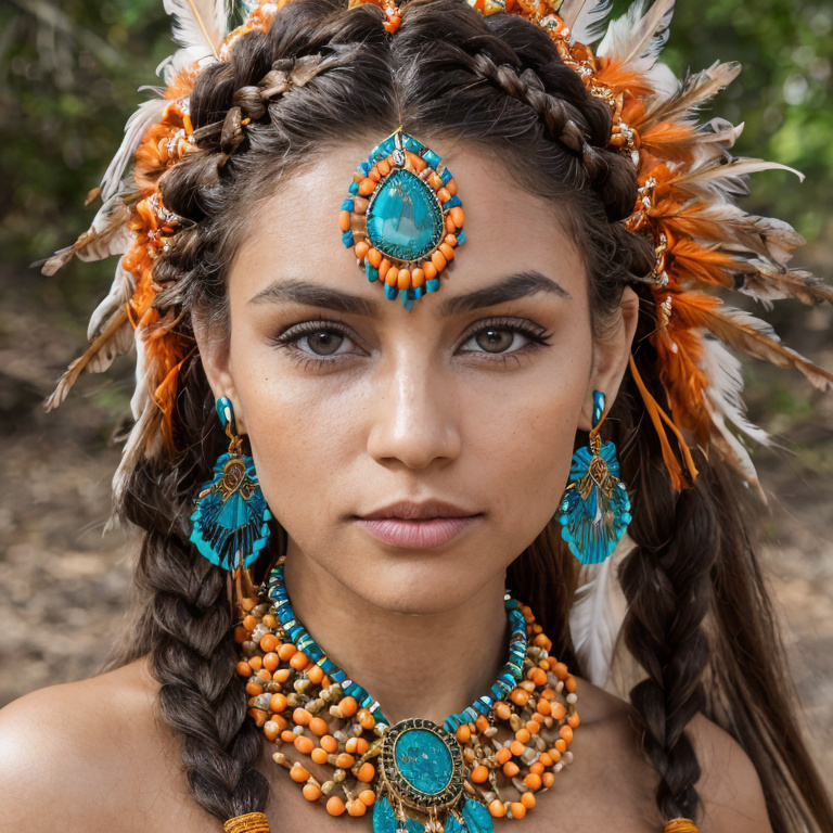 young woman native american costume by Free AI Image Generator & Maker - No login required✨ | AIGAZOU
