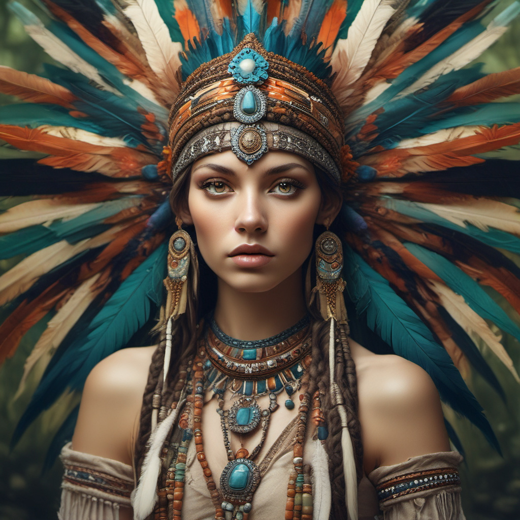 young woman native american costume by Free AI Image Generator & Maker - No login required✨ | AIGAZOU