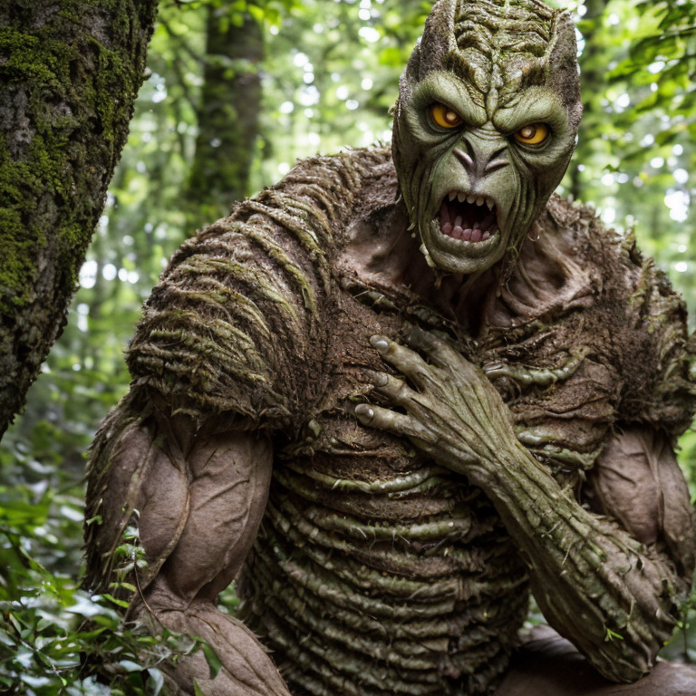 man terrified by insectoid creature in forest by Free AI Image Generator & Maker - No login required✨ | AIGAZOU