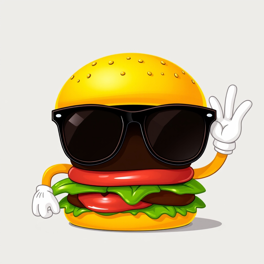 sunglasses white gloves hamburger character by Free AI Image Generator & Maker - No login required✨ | AIGAZOU