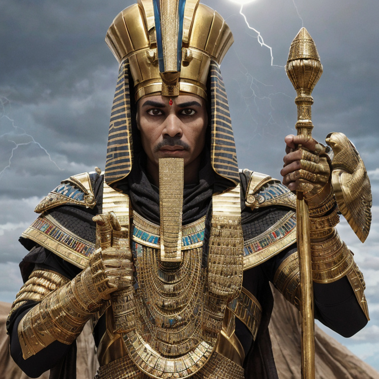powerful egyptian pharaoh with ankh staff by Free AI Image Generator & Maker - No login required✨ | AIGAZOU